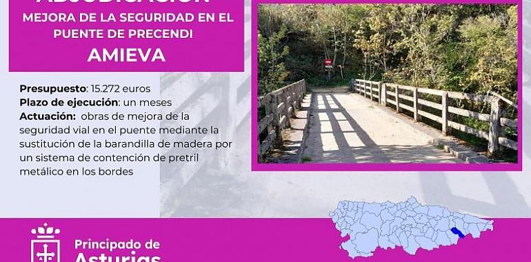 Mejora la seguridad vial en Amieva: Obras en el puente de Precendi