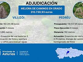 310.000 euros en la modernización de caminos rurales en Villizói y Pedréu (Grado), mejorando la conectividad agrícola