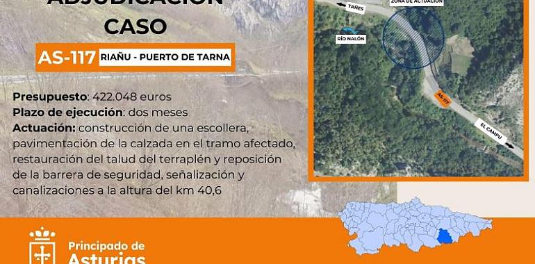 Mejora de la carretera AS-117 entre Riañu y el puerto de Tarna con una inversión de 422.000 euros