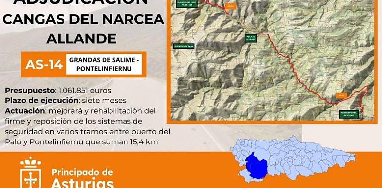 Fomento adjudica por más de un millón de euros la mejora de la AS-14 entre el Puerto del Palo y Pontelinfiernu