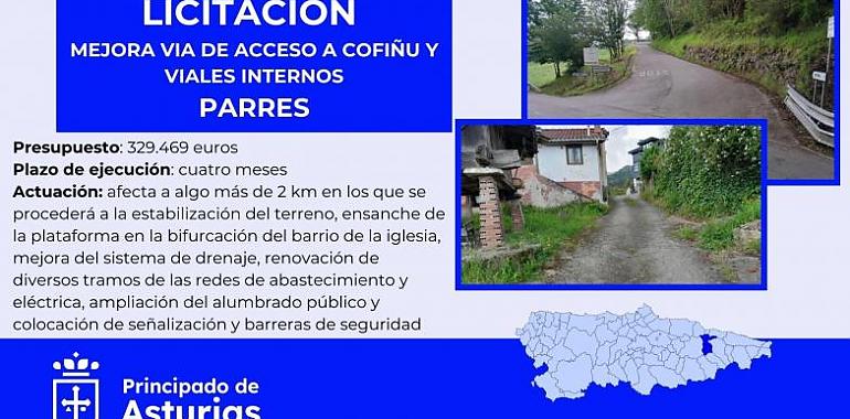 Mejora rural: licitadas obras en Cofiñu por 329.000 euros para modernizar accesos e infraestructuras