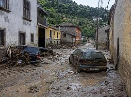 La riada golpea el suroccidente asturiano: viviendas anegadas, animales muertos y vehículos arrastrados