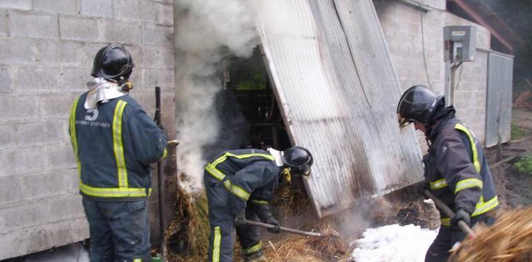 Un incendio destruye una nave ganadera en Posada de Llanes