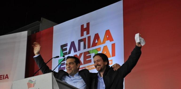 Mitin final de Syriza, con apoyo de Pablo Iglesias, anuncia "el viento del cambio"