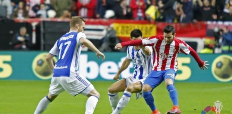 El Sporting perdió por 1-3 ante la Real Sociedad en El Molinón 