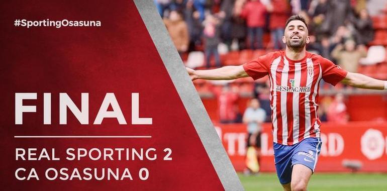 Goles de Rubén García y Santos para la victoria del Sporting